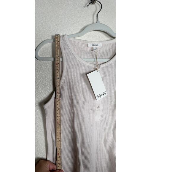 NWT Women's Tan Tank Top Shirt Textured Splendid Collection Button Collar M - Picture 3 of 9